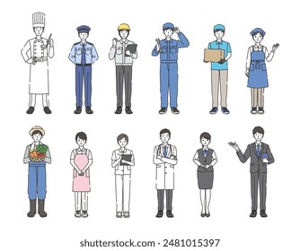 A set of people involved in various professions