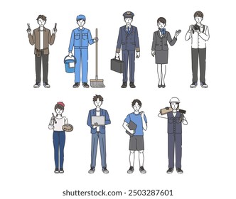 A set of people involved in various professions