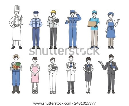 A set of people involved in various professions