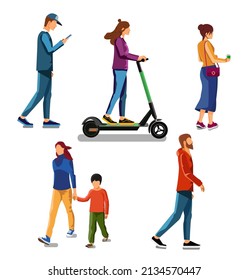 Set of people isolated on white background. Flat cartoon vector illustration.