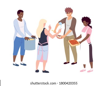 set of people with kitchen utensils in white background vector illustration design