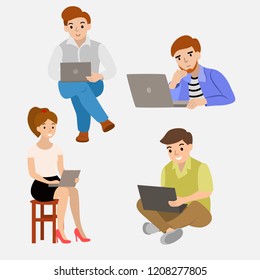 set of people with a laptop