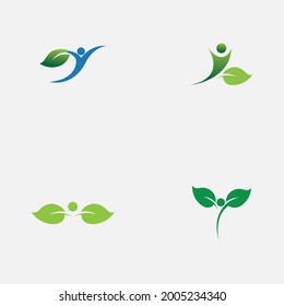Set People Leaf Logo Vector Illustration Stock Vector (Royalty Free ...