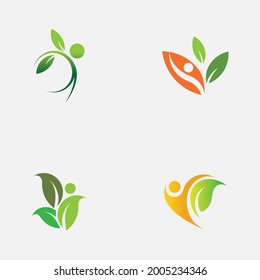 Set People Leaf Logo Vector Illustration Stock Vector (Royalty Free ...
