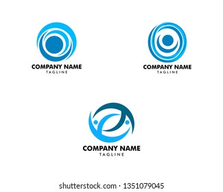 Set of People logo design template with circle
