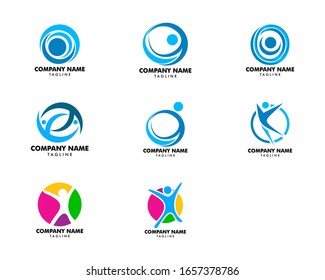 Plantilla de diseño del logotipo Conjunto de personas con círculo