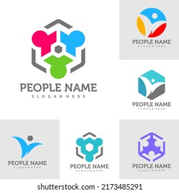 Set of People Logo Design Template. Community People logo concept vector. Creative Icon Symbol