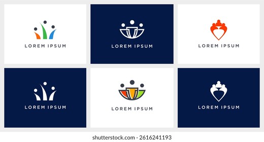 Set of people logo design template