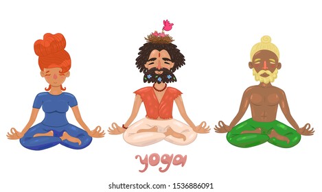 Set of people in lotus position.