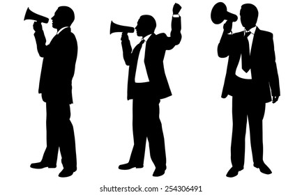 set of people with megaphone