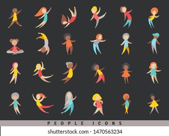 Set of people in motion. Abstract human figure icons. Bodies of men and women abstract illustration.