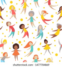 Set of people in motion. Abstract human figures. Bodies of men and women. Abstract illustration. Seamless pattern.