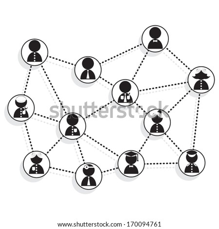 Set of people networking,  communication, social distancing, the new normal. Design element vector.