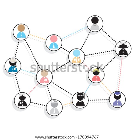 Set of people networking,  communication, social distancing, the new normal. Design element vector.