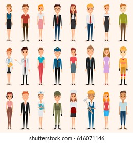 set of people in occupation. illustration vector of a flat design.