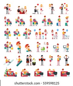 Set of People on White Background. Isolated Flat Vector Illustration.