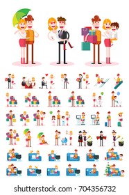 Set of People on White Background. Isolated Flat Vector Illustration