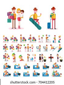 Set of People on White Background. Isolated Flat Vector Illustration