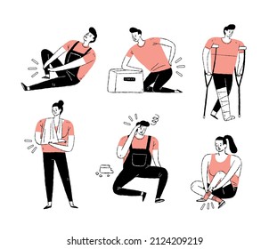set of people in physical injuries 