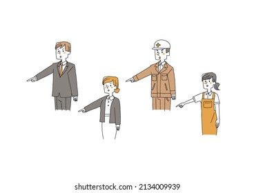  A set of people pointing and confirming Comical handwritten people Vectors, simple coloring of line drawings