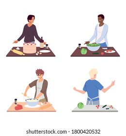set of people preparing food on white background vector illustration design