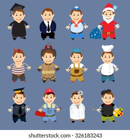 Set people with professions. Flat avatars.
