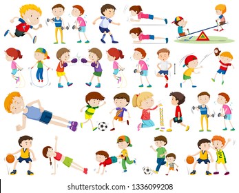 Set of people scene illustration