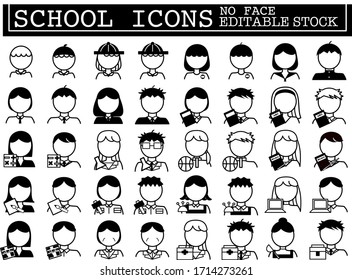 Set of people school icons 