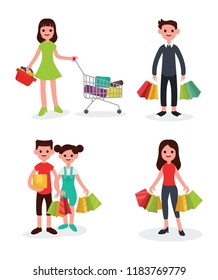 set of people shopping 