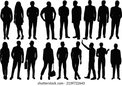 set people silhouette isolated vector