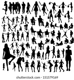 Set of people silhouettes