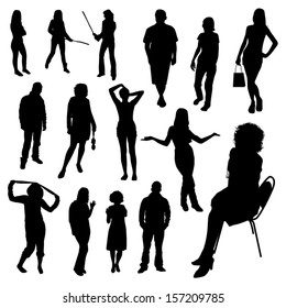 Set of people silhouettes