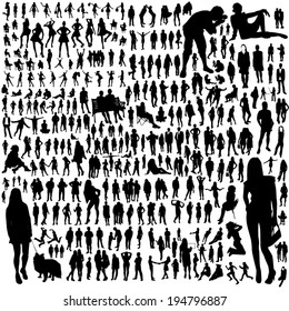 Set of people silhouettes