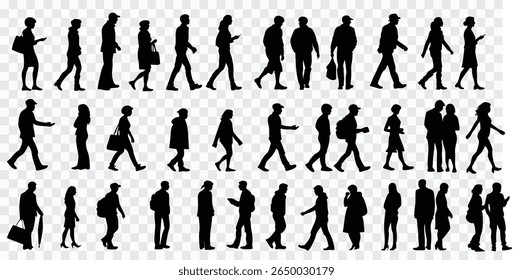 Set of People Silhouettes | Human Figure Collection in Black Outline Style