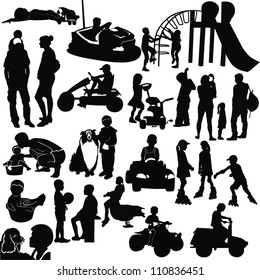 set of people silhouettes isolated on white background