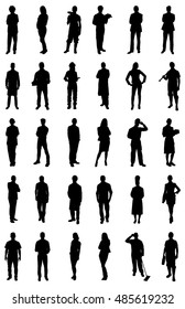 Set Of People Silhouettes From Various Professions. Vector Image