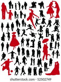 set of people silhouettes- vector