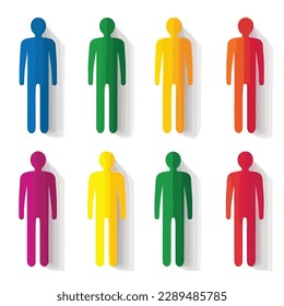 Set of people silhouettes vector illustration isolated 