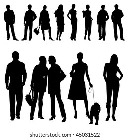 A Set Of People Silhouettes. Vector Illustration.