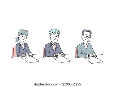  A set of people with stamps, a comical handwritten person, a vector, and simple coloring of line drawings.
