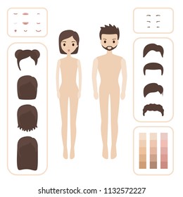 set of people style skin tone and hair woman and man