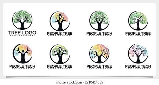 Establecer la plantilla de diseño de logotipo del conjunto de iconos de personas Vector Premium