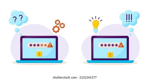 Set of People Users Forgot and Remember Account Password. Concept of account access, protection, account security.