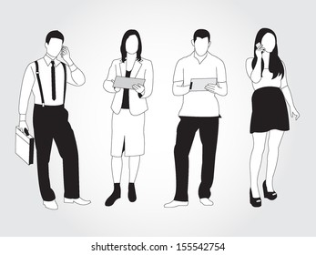 set of people using smart phones and devices 