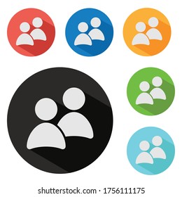 Set of people vector icon with long shadow effect