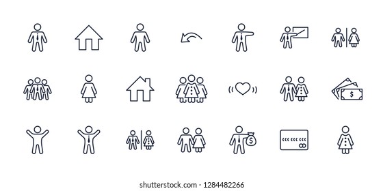Set of people vector line icons. It contains the symbols of a ma