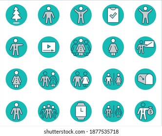 Set of people vector line icons. It contains the symbols of a man, a woman, a family, a toilet, a businessman, a teacher, and much more. Editable Stroke. 32x32 pixels.