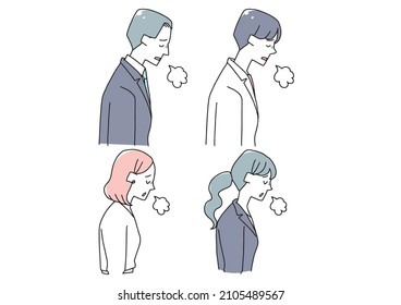 A set of people who sigh and feel depressed A warm hand-painted person Vector on a white background