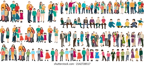 set of people without face flat design, isolated, vector