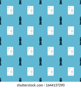 Set Pepper and Refrigerator on seamless pattern. Vector